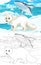 Cartoon scene with wild animals like white fox in polar nature - illustration