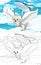 Cartoon scene with wild animals like white owl in polar nature - illustration