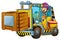 cartoon scene with worker in forklift operator isolated illustration for children