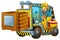 cartoon scene with worker in forklift operator isolated illustration for children