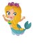 cartoon scene with young mermaid swimming and smiling fantasy illustration for children