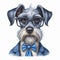 Cartoon Schnauzer In A Suit With Blue Eyes And Glasses