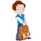 Cartoon schoolboy with backpack