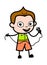 Cartoon Schoolboy holding Mic