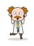 Cartoon Scientist Funny Shocking Face Vector Illustration