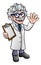 Cartoon Scientist Professor with Clipboard