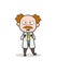 Cartoon Scientist Scared Facial Expression Vector Illustration