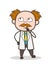 Cartoon Scientist Thinking Expression Vector Illustration