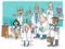 Cartoon scientists characters group