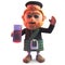 Cartoon Scottish man in kilt drinking juice from a glass, 3d illustration