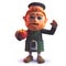 Cartoon Scottish man in kilt eating an apple in 3d