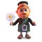 Cartoon Scottish man in traditional kilt holding a daisy flower, 3d illustration