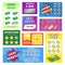 Cartoon Scratch Cards Different Types Set. Vector