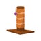 Cartoon scratching post for home cats. Veterinary shop merchandise. Isolated grooming pet equipment for kitty paw claws