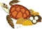 Cartoon sea turtle laying eggs