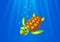 Cartoon sea turtle swimming in the ocean