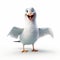 Cartoon Seagull With Open Wings: A Beautiful Vray Tracing Artwork