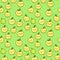 Cartoon seamless pattern with cute funny apples.