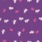 Cartoon seamless pattern with little lion shapes ornament. Purple background. Africa animal backdrop