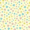 Cartoon seamless pattern with scattered colorful hearts. Endless print.