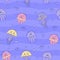 Cartoon seamless pattern with sea animals.