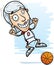 Cartoon Senior Basketball Player Jumping