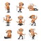 Cartoon senior man character poses