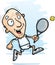 Cartoon Senior Tennis Player Running
