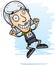 Cartoon Senior Track Athlete Jumping