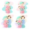 Cartoon set 4 pieces gay lesbian nonconformist couple pregnant with baby