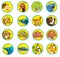 Cartoon set of buttons with dinosaurs