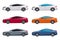 Cartoon set of exclusive sports cars and convertibles. Vector illustration of modern luxury transport