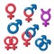 Cartoon set of gender symbols