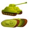 Cartoon set of green old tanks