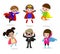 Cartoon set of Kids Superheroes wearing comics costumes, children With Super hero Costumes set, child in Superhero costume