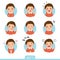 Cartoon set of a little boy in different postures with various emotions. Set 1 of 3