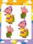 Cartoon set of medieval animal characters family of pigs - searching and joining pairs game