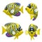 Cartoon Set of Royal Anglefish in various pose