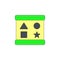 Cartoon shape sorter blocks toy colored icon. Signs and symbols can be used for web, logo, mobile app, UI, UX