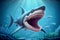 cartoon shark 3d with open mouth. Generative AI