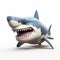 Cartoon Shark With Lifelike Features On White Background