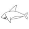 Cartoon shark, sea predator, great white shark hand drawn doodle vector