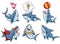 Cartoon shark set