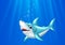 Cartoon shark swimming in the ocean