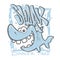 Cartoon shark t-shirt print design vector illustration