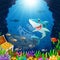 Cartoon shark under the sea