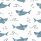 Cartoon sharks seamless pattern.