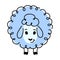 Cartoon sheep animal character with math shape