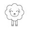 Cartoon sheep. Line outline icon. Wool textile sign, black and white. Fabric icon