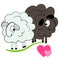 Cartoon sheep in love.valentine card